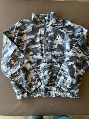 Reebok Kids' Black & Gray Camo Half-Zip Pullover Hoodie